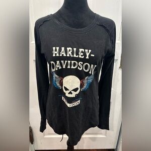 Harley Davidson Of Atlanta Georgia Biker Skull Wings Long Sleeve Shirt Sz Sm